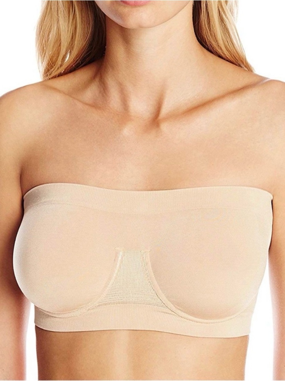 Ahh by Rhonda Shear Angel Seamless Underwire Bandeau Bra Beige, Size S